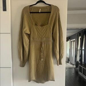 Free People Sweater Dress in Olive Green